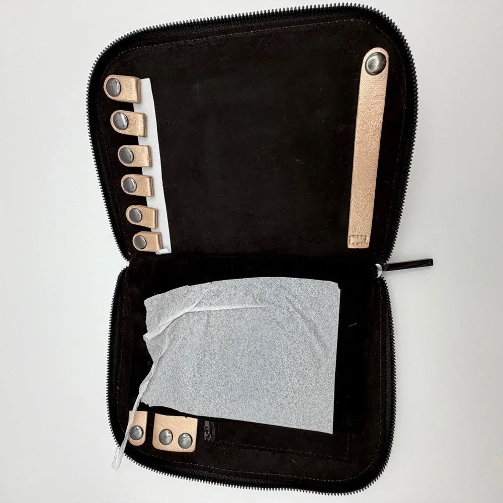 Halston Zip Around Travel Jewelry Organizer Case Faux Leather Storage Portfolio